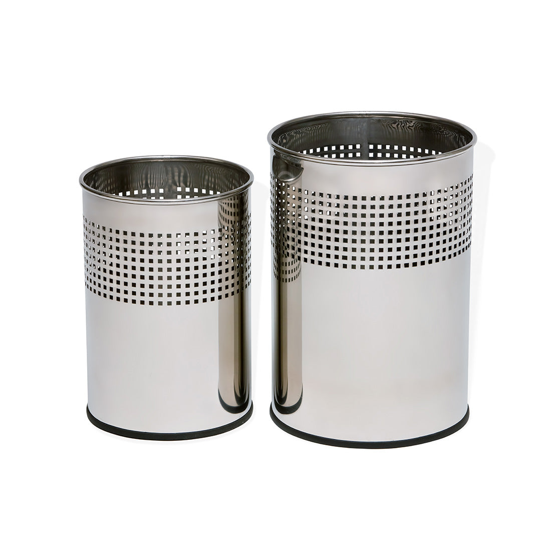 Metallic Silver Dust Basket Small